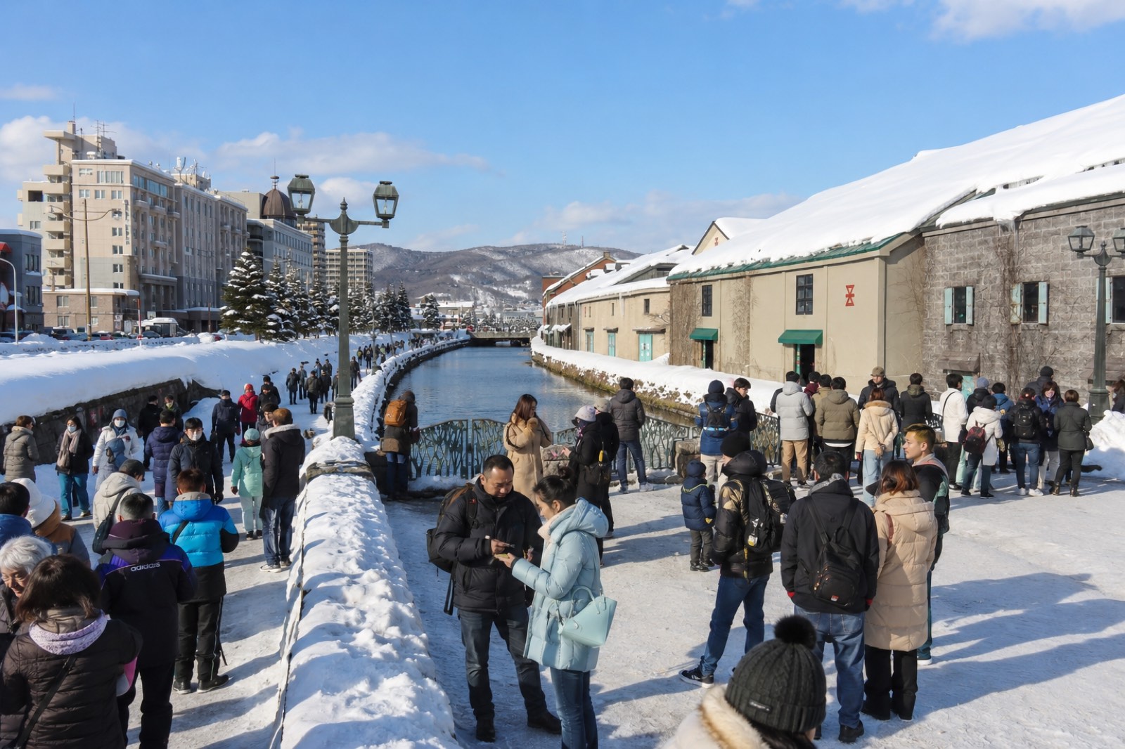 Visitors enjoying a local shopping street